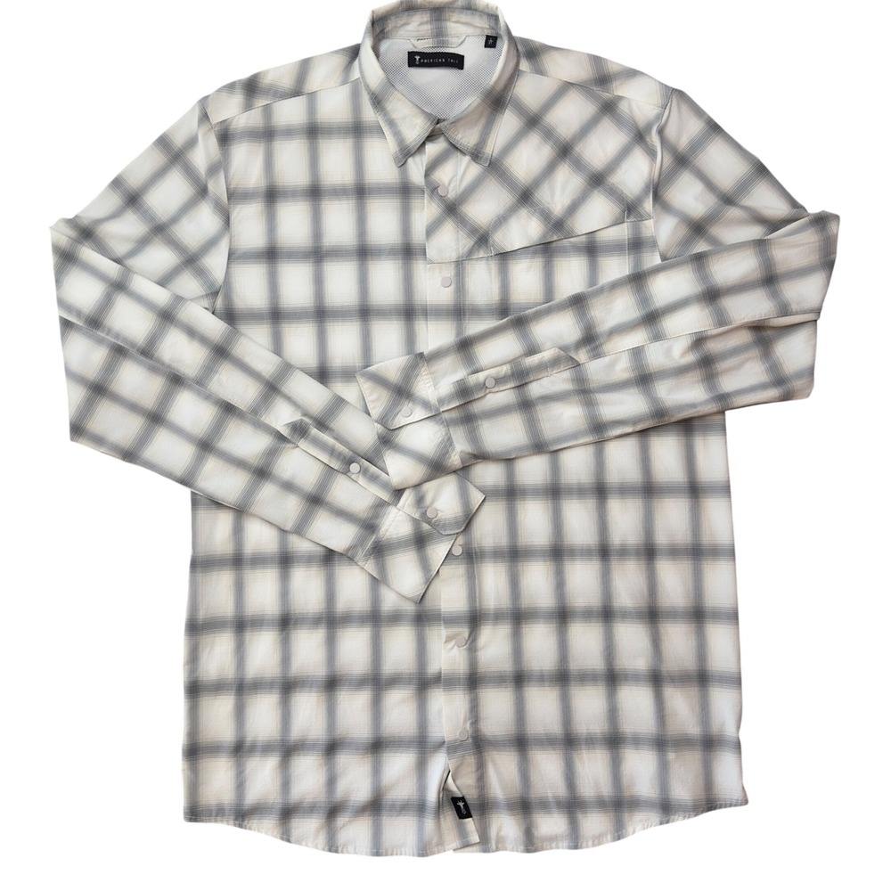 American Tall Mens Performance Plaid Shirt L XT Large Extra Tall Hiking Snap Up